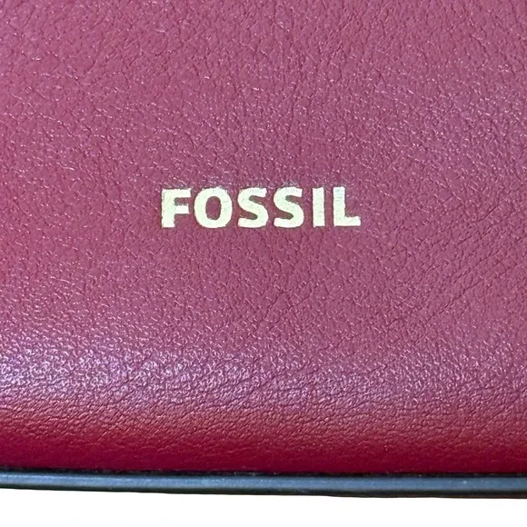 Fossil Charli Leather and Suede Tote Bag Triple Compartment Red Shoulder Bag - Picture 3 of 16